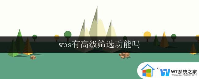 wps有高级筛选功能吗 wps高级筛选功能怎么使用