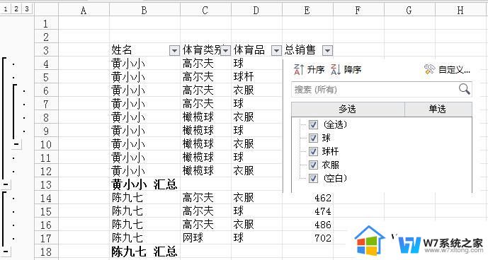 wps同一个分类汇总项目为什么会分成多次汇总